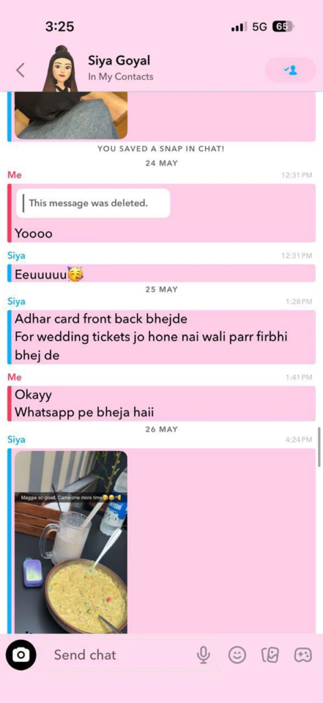 Siya Goyal Case: 'शादी होने नहीं वाली' वाले कथित Snapchat चैट की जांच तेज 1 image KhabarX